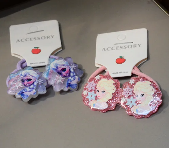 디즈니 냉동 헤어 로프 어린이 엘사 공주 헤어 액세서리, 아기 소녀 패션 파티 헤어 링, 머리 장식 장난감 선물, 신제품