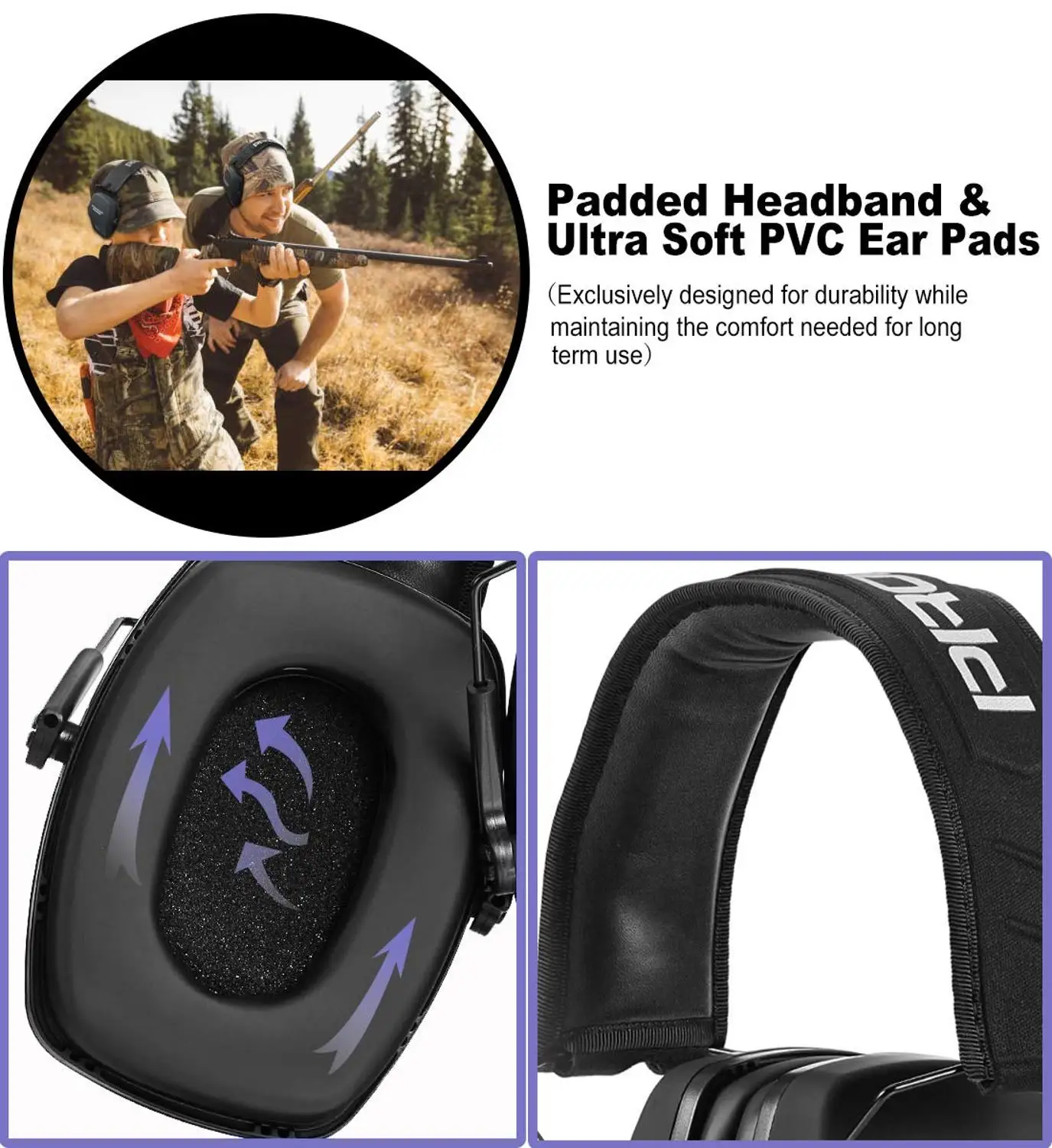 ZOHAN-소음 감소 안전 귀마개 NRR 26dB 슈터, 청력 보호 귀마개, 조절 가능한 촬영 귀 보호 귀마개