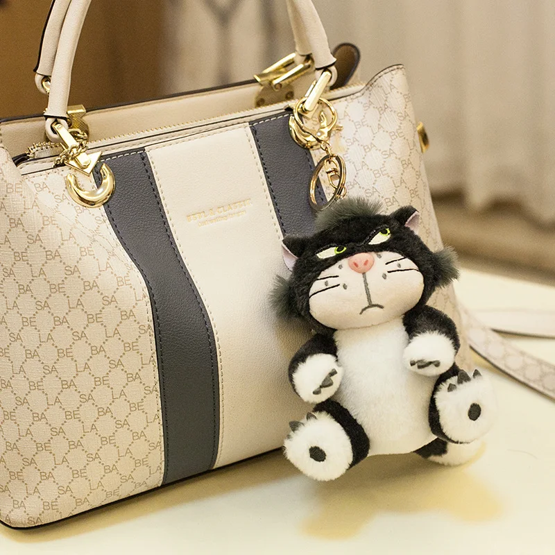 귀여운 디즈니 루시퍼 플러시 키체인 인형 가방 펜던트, 귀여운 봉제 인형 장난감 백팩 펜던트, 어린이 생일 선물, 12cm