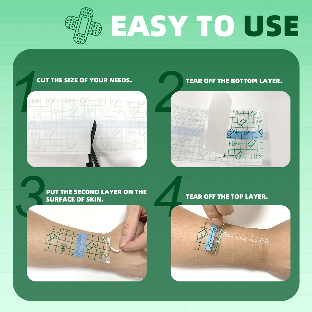 문신 애프터케어용 방수 PU 필름, 보호용 피부 치유 붕대, 의료용 상처 드레싱, 의료용 접착 테이프
