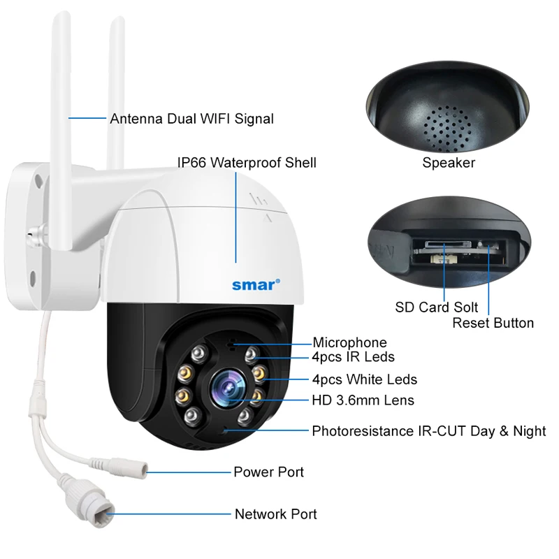 스마트 4K 8MP 와이파이 PTZ 카메라 5x 디지털 줌 AI 인간 감지 ONVIF 무선 CCTV IP 카메라, 홈 보안 보호 양방향 오디오