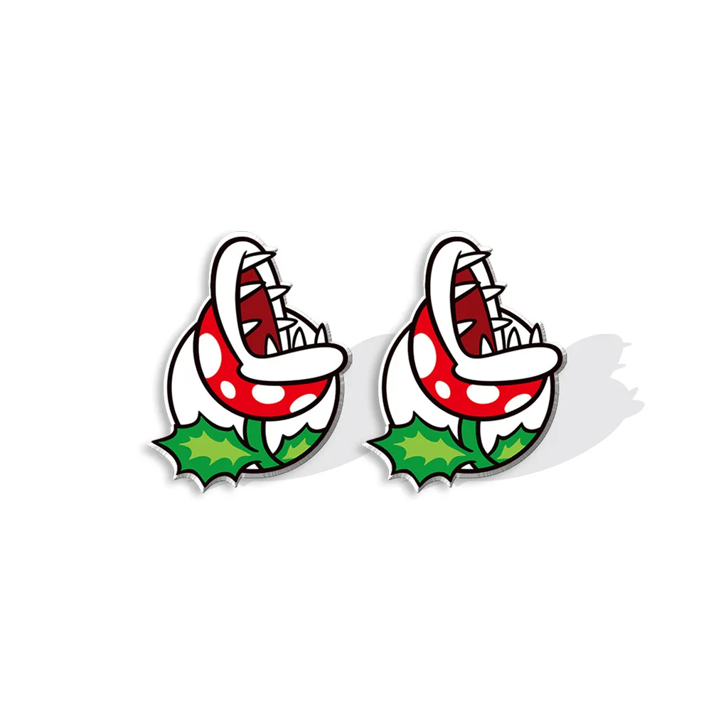 슈퍼 마리오 브라더스 만화 귀걸이 게임 루이기 요시 두꺼비 복숭아 액세서리, 애니메이션 피규어 아크릴 패션 귀걸이 생일 선물