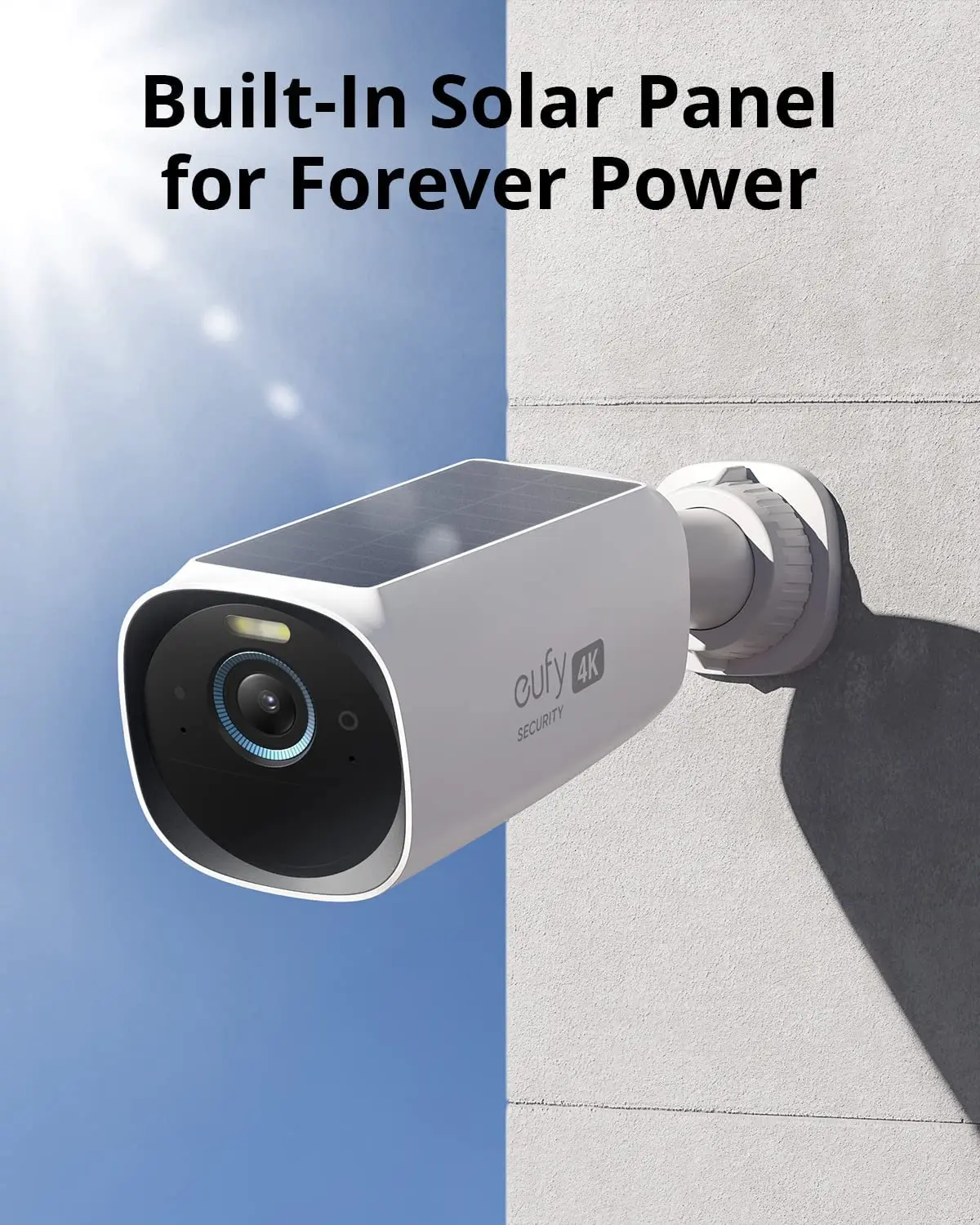 Eufy-보안 S330 eufyCam 3 태양 전지 패널, 야외 무선 4K 카메라, Forever Power 얼굴 인식 AI