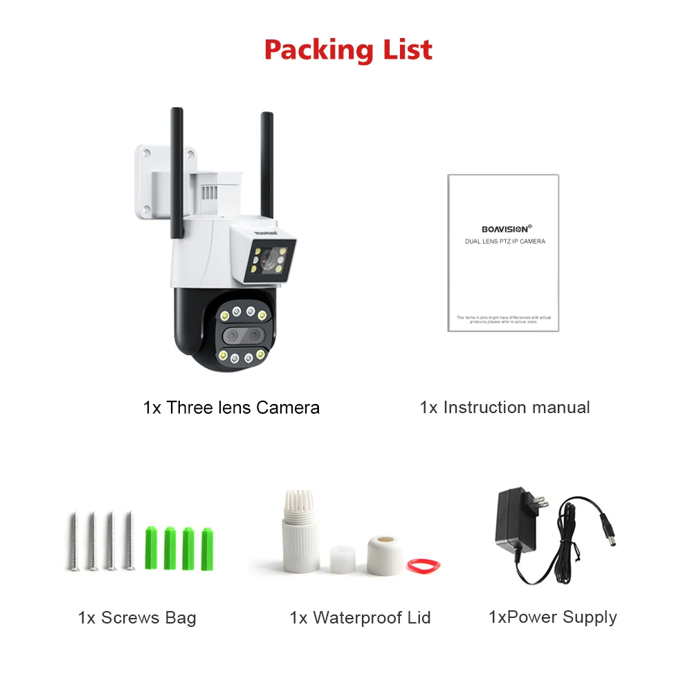야외 3 렌즈 듀얼 스크린 카메라, AI 자동 추적, 8X 디지털 줌, PTZ 및 고정 포인트 연결 카메라, 6MP 와이파이, 4G