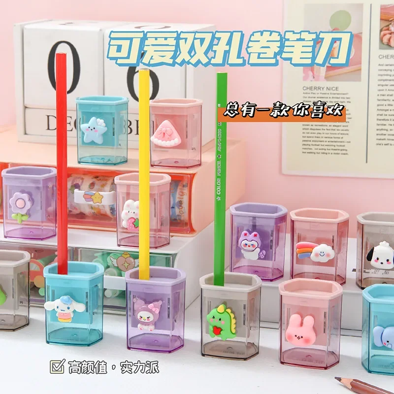 시나모롤 쿠로미 연필 깎이, 애니메이션 산리오 헬로 키티, 휴대용 연필 깎이, 작은 어린이 간단한 기본 문구