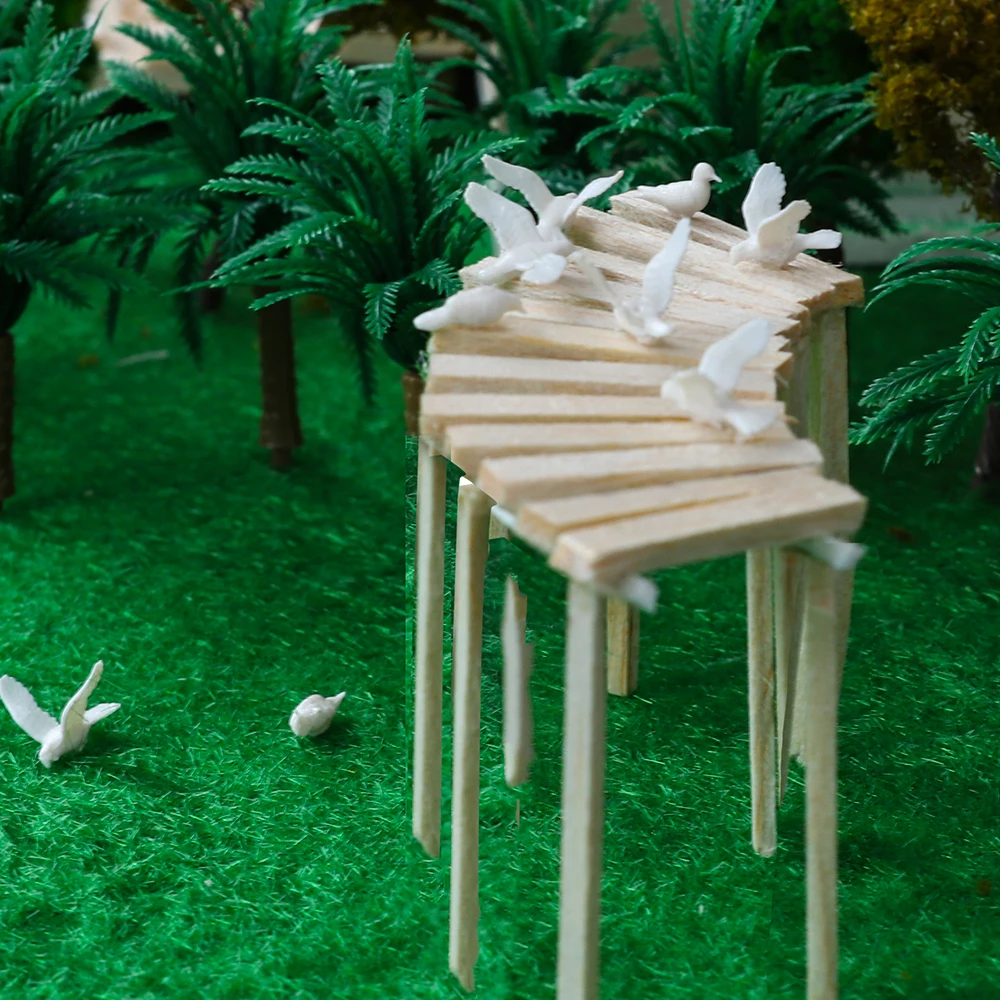 미니어처 흰 비둘기 모델, 새 인형의 집 장식, DIY 재료, 정원 레이아웃 조경, 디오라마 건축 장면