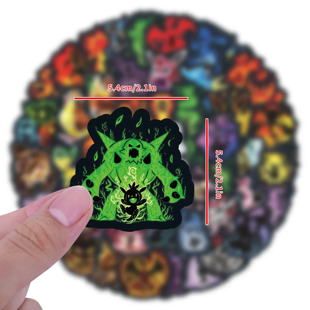 어린이용 만화 포켓몬 네온 라이트 그래피티 스티커, DIY 스케이트보드 노트북 자동차 기타 오토바이 수하물 데칼 스티커, 60 개