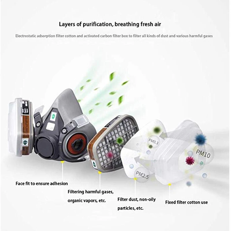 6001 풀 페이스 마스크, 호흡기 페인팅, 스프레이 페이스 가스 마스크, 501 PM019 용, 2 개, 5N11 6001