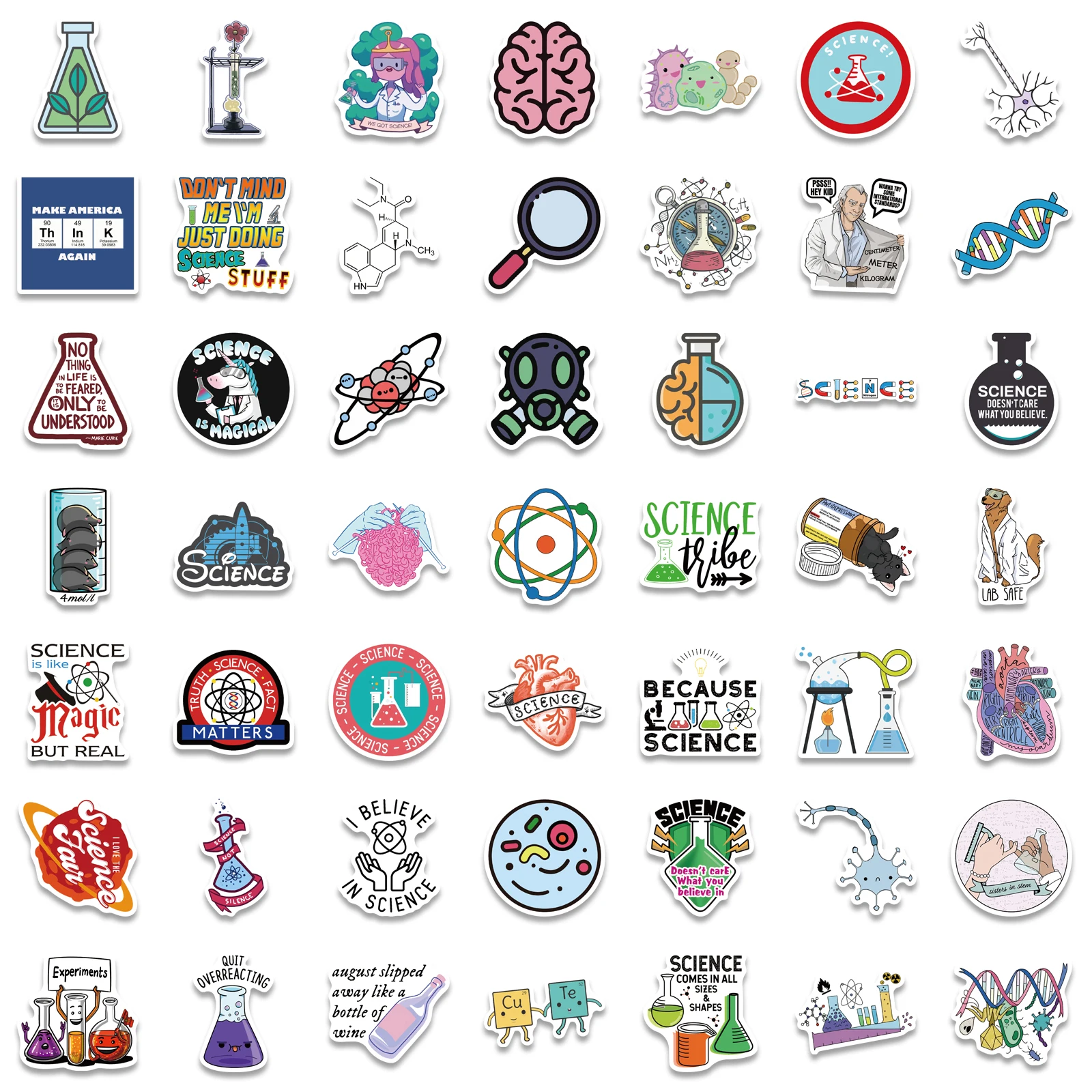 과학 실험실 화학 스티커, 재미있는 스티커, DIY 노트북 여행 가방 노트북 오토바이 자동차 데칼 장난감, 어린이, 50 PCs, 100PCs