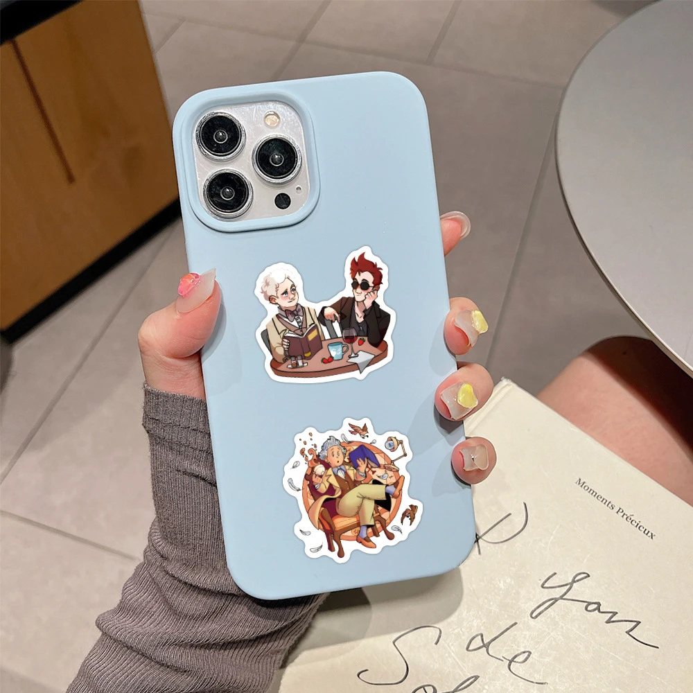 TV 쇼 좋은 징조 스티커, 천사와 악마 만화 데칼, DIY 수하물 노트북 오토바이 자전거 비닐 스티커 장난감, 10 개, 30 개, 60 개