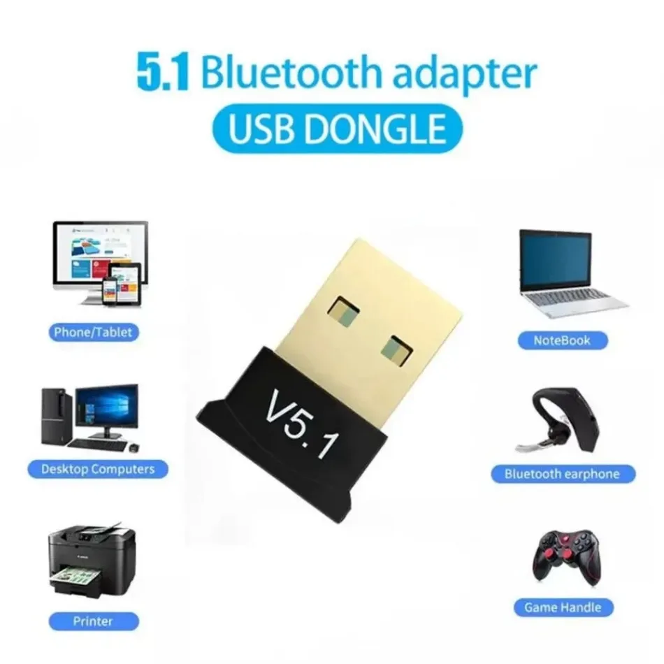 USB 블루투스 5.1 어댑터 송신기 리시버, 오디오 블루투스 동글, PC 노트북 컴퓨터용 무선 USB 어댑터, 블루투스 V5.3