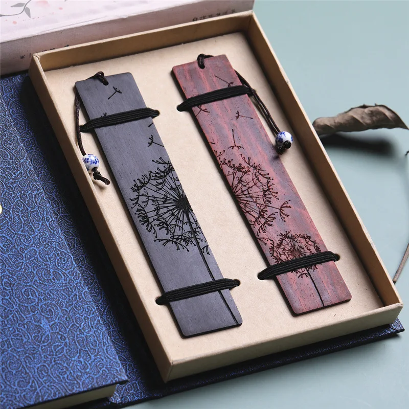 창조적인 조각 마호가니 북마크 중국 스타일 나무 민들레 모양 책 클립, 학교 사무실 읽기 문구, 학생 용품