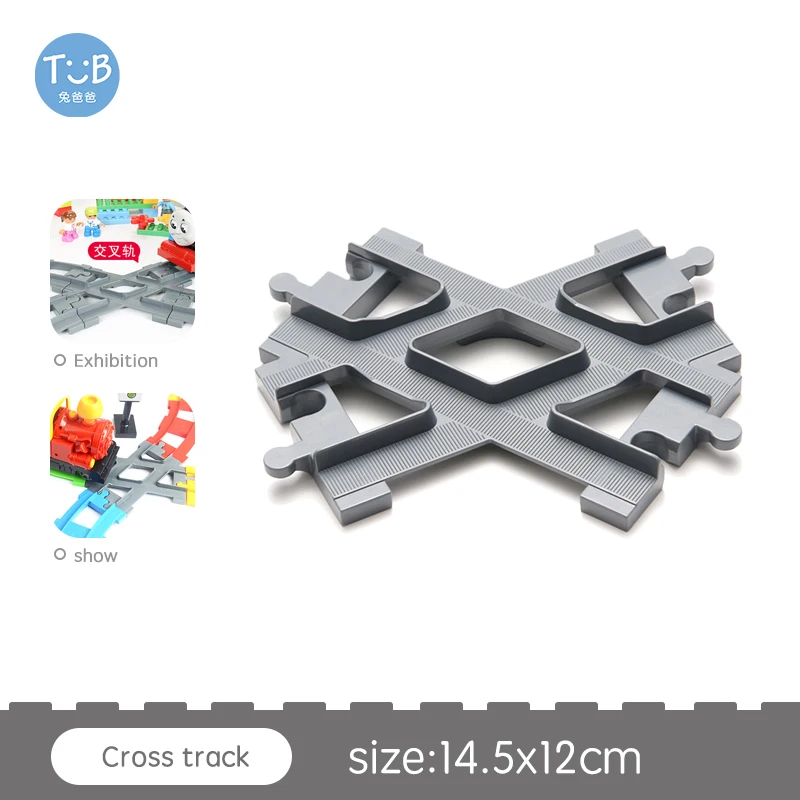 대형 블록 벽돌 기차 트랙 교통 정차 조명, 스트레이트 듀플로 블랙 액세서리, DIY 핫 토이, 어린이 아기 선물