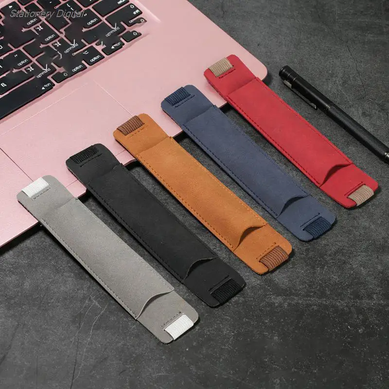 조절식 탄성 밴드 펜 홀더, PU 가죽 펜 슬리브 파우치, 탄성 노트북 펜 홀더, 분리형, 8-1.5 인치