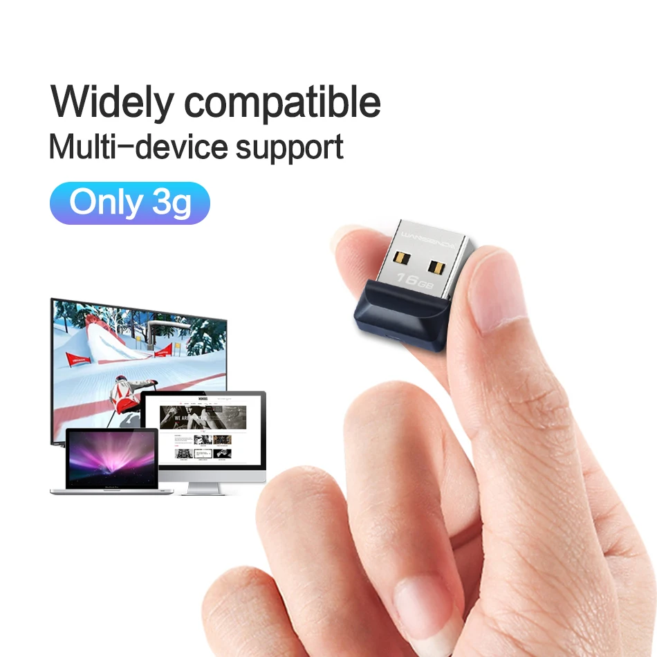 Wansenda-100% 전체 용량 USB 플래시 드라이브 초소형 펜드라이브, 64GB 32GB 16GB 8GB 4GB 방수 USB 메모리 스틱