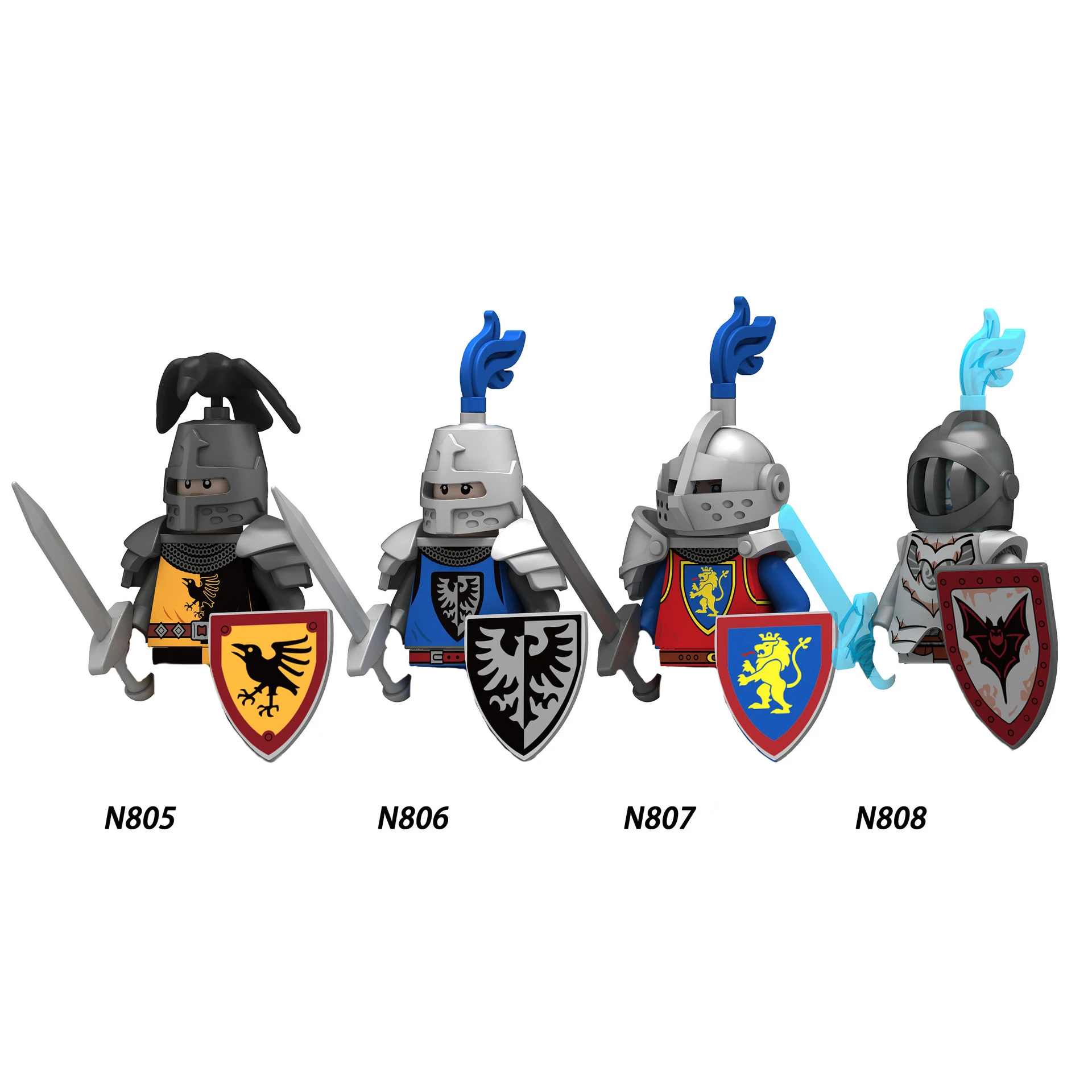 중세 성 기사 빌딩 블록, MOC 군사 피규어, 군인 무기 액세서리, 말 검 칼 방패 장난감 벽돌, C433