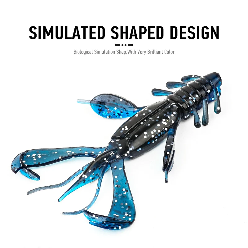 Ardea-크로우 새우 루어 3 개 103mm 10g, 크레이지 플래퍼, 낚시 미끼, 움직이는 실리콘 소프트 웜베이스, 낚시 태클