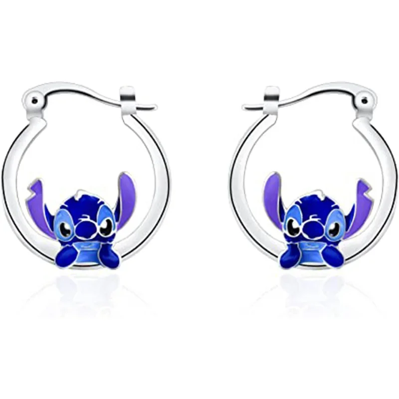 Disney Anime Lilo & Stitch Ear Pendants Kawaii Stitch Metal Earring Delicate Female Jewelry Accessories Woman Girl Gifts