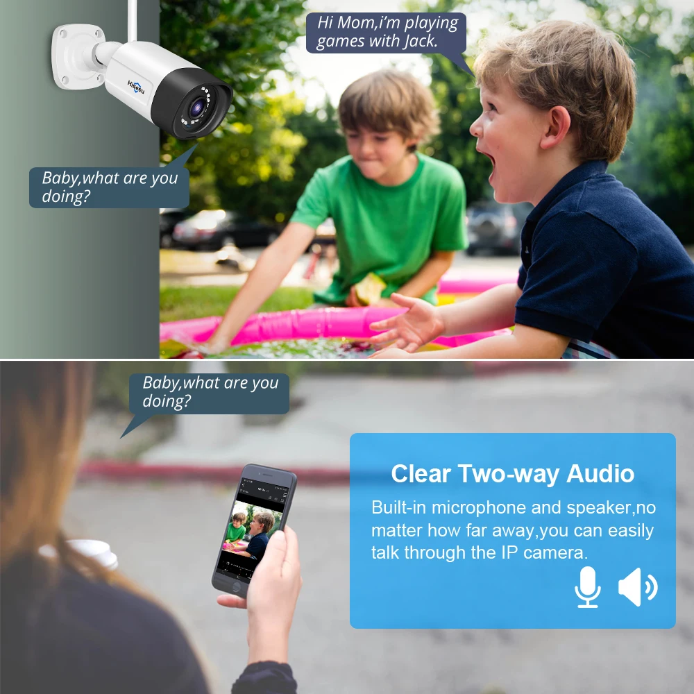 Hiseeu 무선 IP 카메라, 야외 방수 CCTV, 와이파이 감시 보안 카메라, Eseecloud 무선 시스템용 P2P, 3MP, 5MP