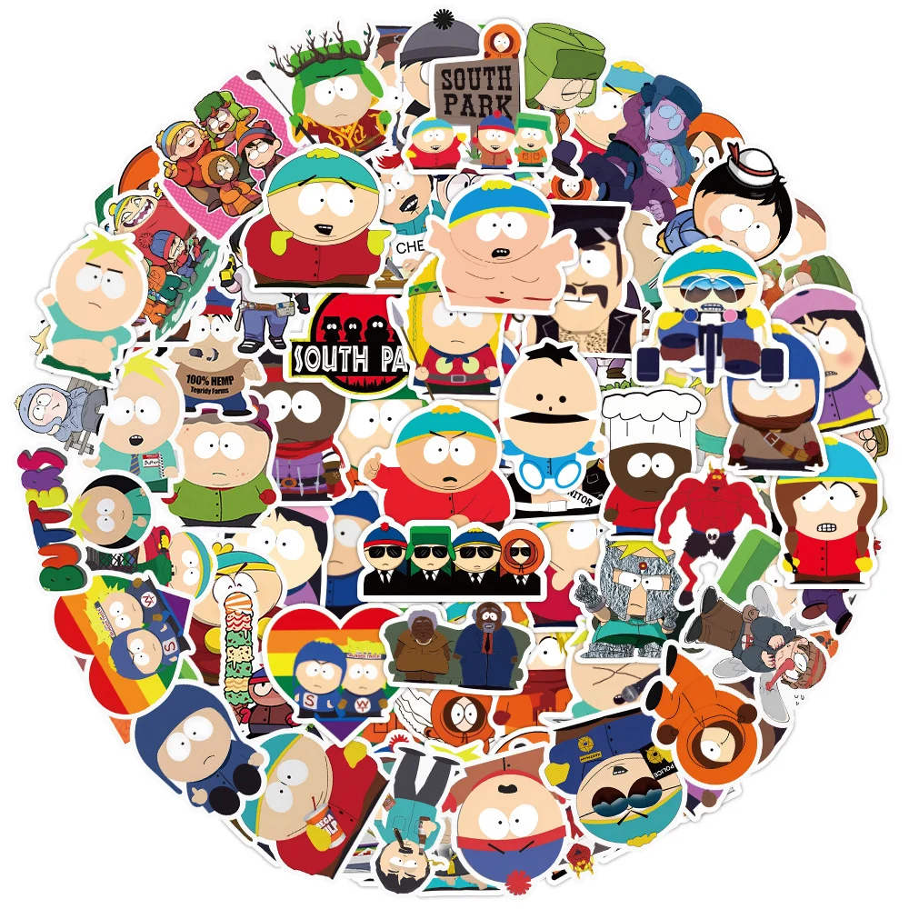 어린이 만화 데칼 장난감 DIY 노트북 스케이트보드 자동차 방수 스티커, 귀여운 선물, 남쪽 공원 스티커, 10 개, 30 개, 50 개, 100 개