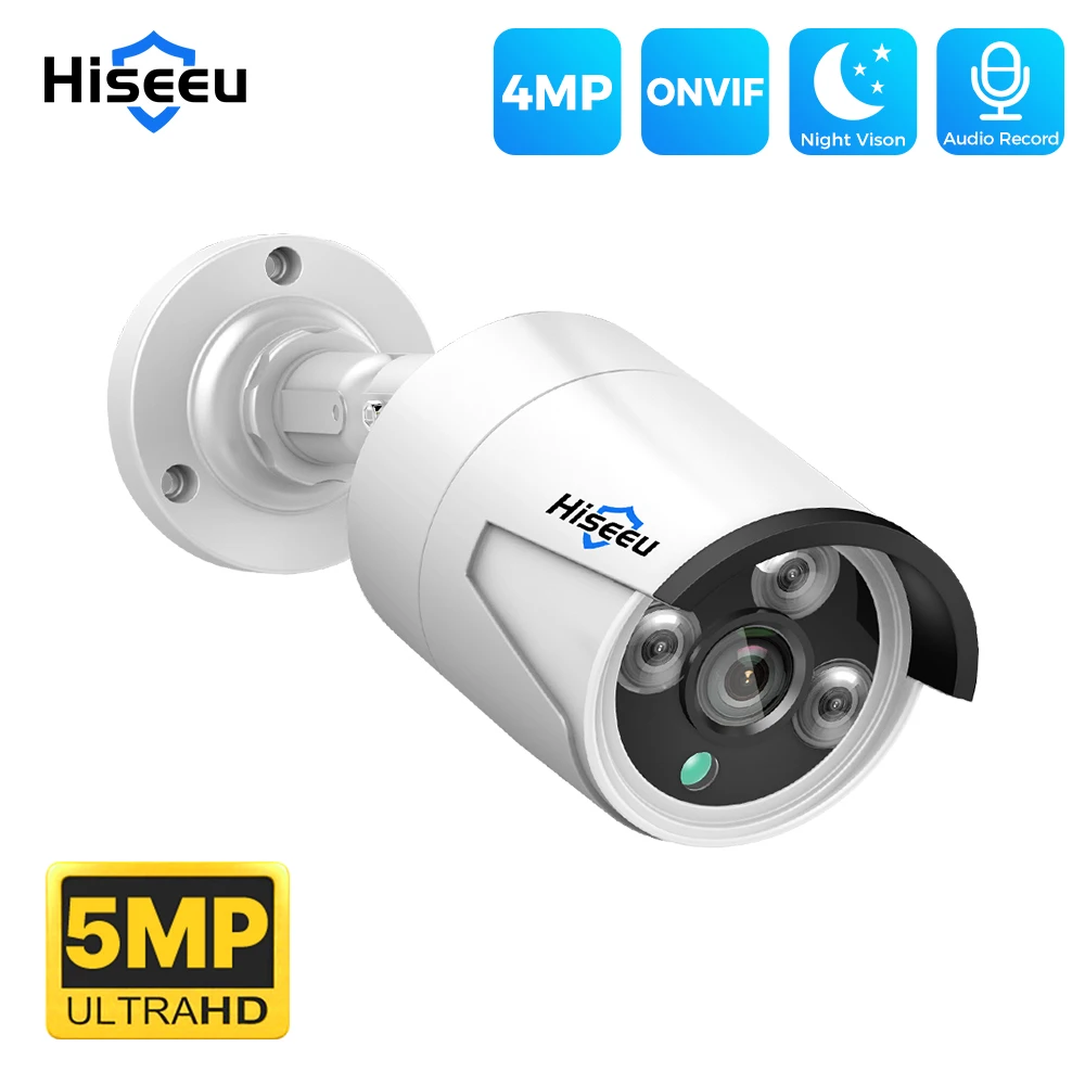 Hiseeu POE IP CCTV 카메라, ONVIF 오디오 방수, 야외 방수, H.265 비디오 감시 보안 불릿 카메라, 4MP, 5MP title=Hiseeu POE IP CCTV 카메라, ONVIF 오디오 방수, 야외 방수, H.265 비디오 감시 보안 불릿 카메라, 4MP, 5MP 