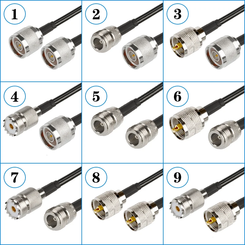 피그테일 동축 케이블, UHF PL259 수-N 암 커넥터, UHF-N-F 수 케이블 라인, RG58, 0.3m-30m