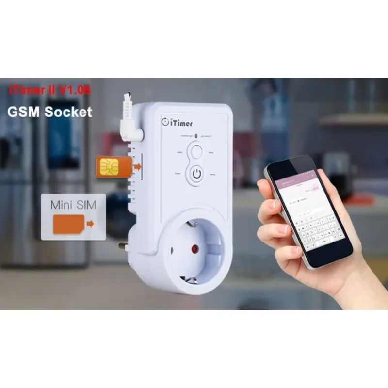 러시아어 영어 GSM 스마트 전원 플러그 소켓 벽 스위치 콘센트, 온도 센서 포함, SMS 제어 지원, USB 출력 SIM 카드