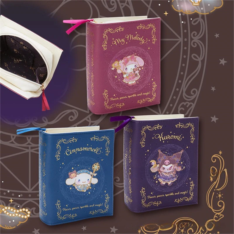 산리오 애니메이션 헬로키티 쿠로미 시나모롤 만화 화장품 가방, 여성스러운 하트 카와이 매직 북 스타일링 클러치 백, 커플 선물, 신제품