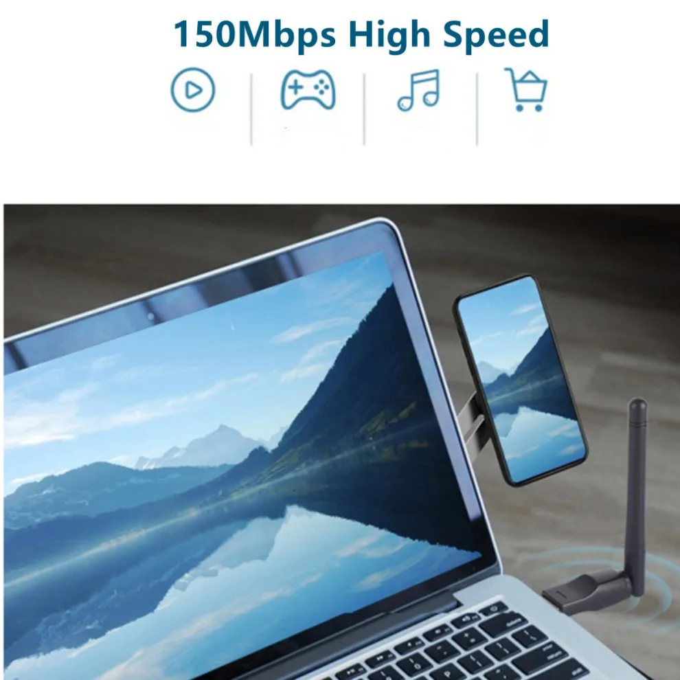 PC 노트북용 미니 USB 와이파이 어댑터, 무선 네트워크 카드, 와이파이 리시버 동글, 안테나 802.11 b g n, MT7601, 2.4GHz, 150Mbps