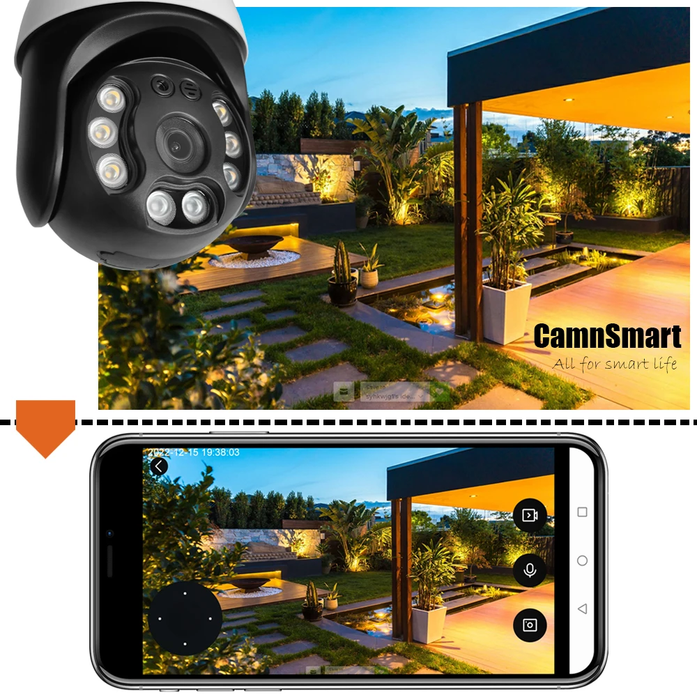 Camnsmart 투야 알렉사 와이파이 전구 카메라, E27 구글 홈 무선 CCTV, 야외 비디오 감시 보안 지원, Onvif NVR, 5MP