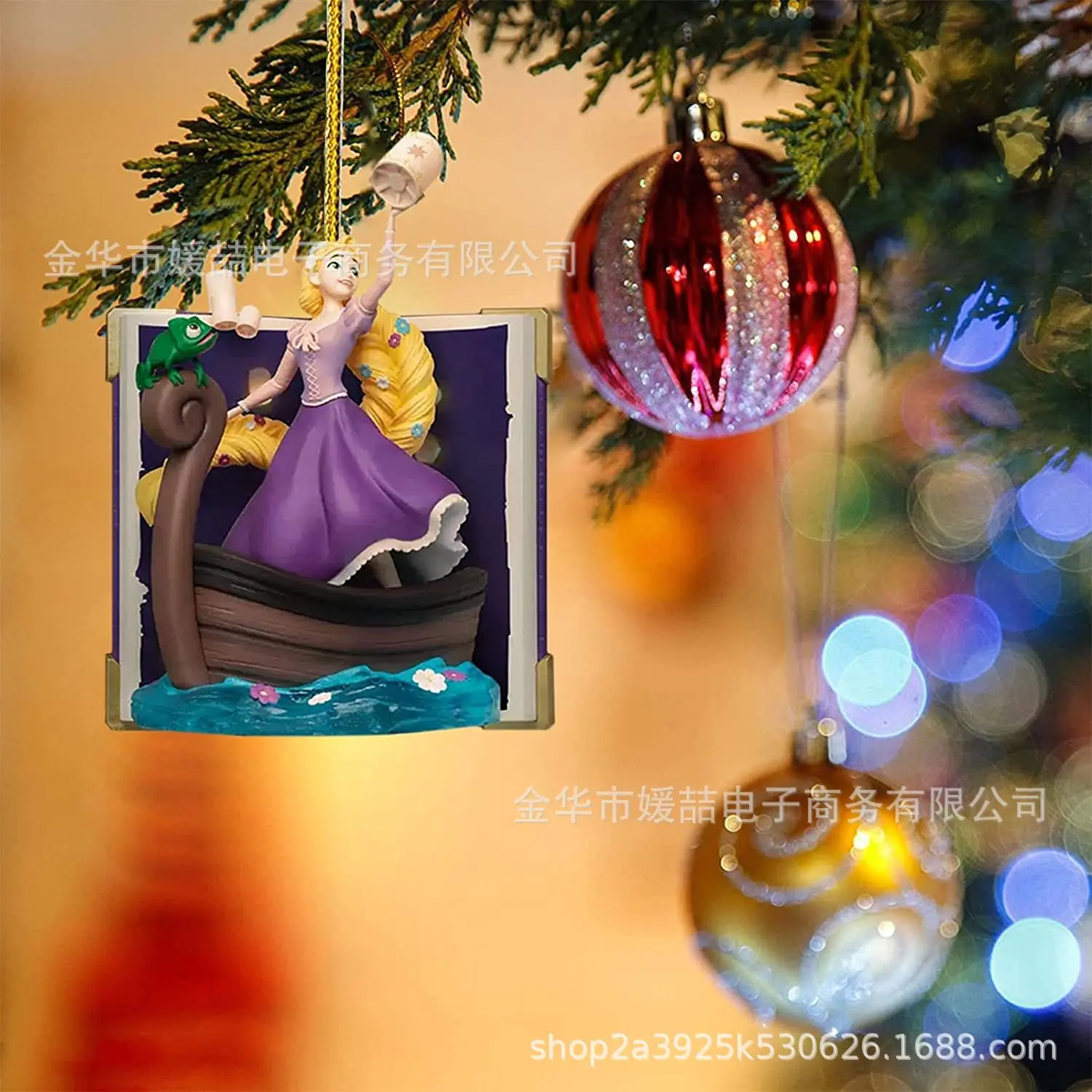 디즈니 공주 크리스마스 트리 장식 펜던트, 애니메이션 피규어, 할로윈, 가정용 자동차 배낭 장식, 아크릴 비행기 펜던트 장난감