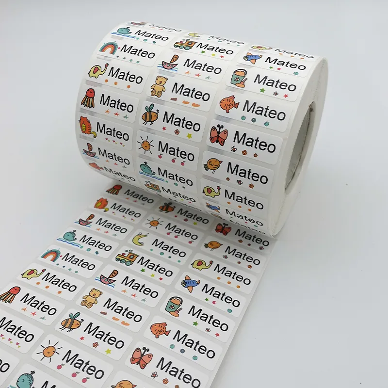 이름 태그 사용자 정의 스티커 방수 Kawaii 어린이를위한 개인 레이블 학교 문구 물병 연필, 120 피스