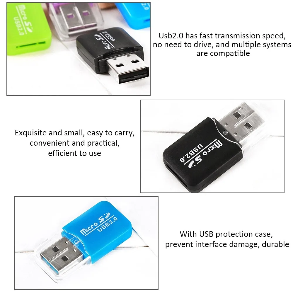 미니 USB 2.0 마이크로 SD TF 카드 리더 메모리 카드 USB2.0 어댑터 플래시 카드 리더, 컴퓨터 노트북 카드 리더 고속