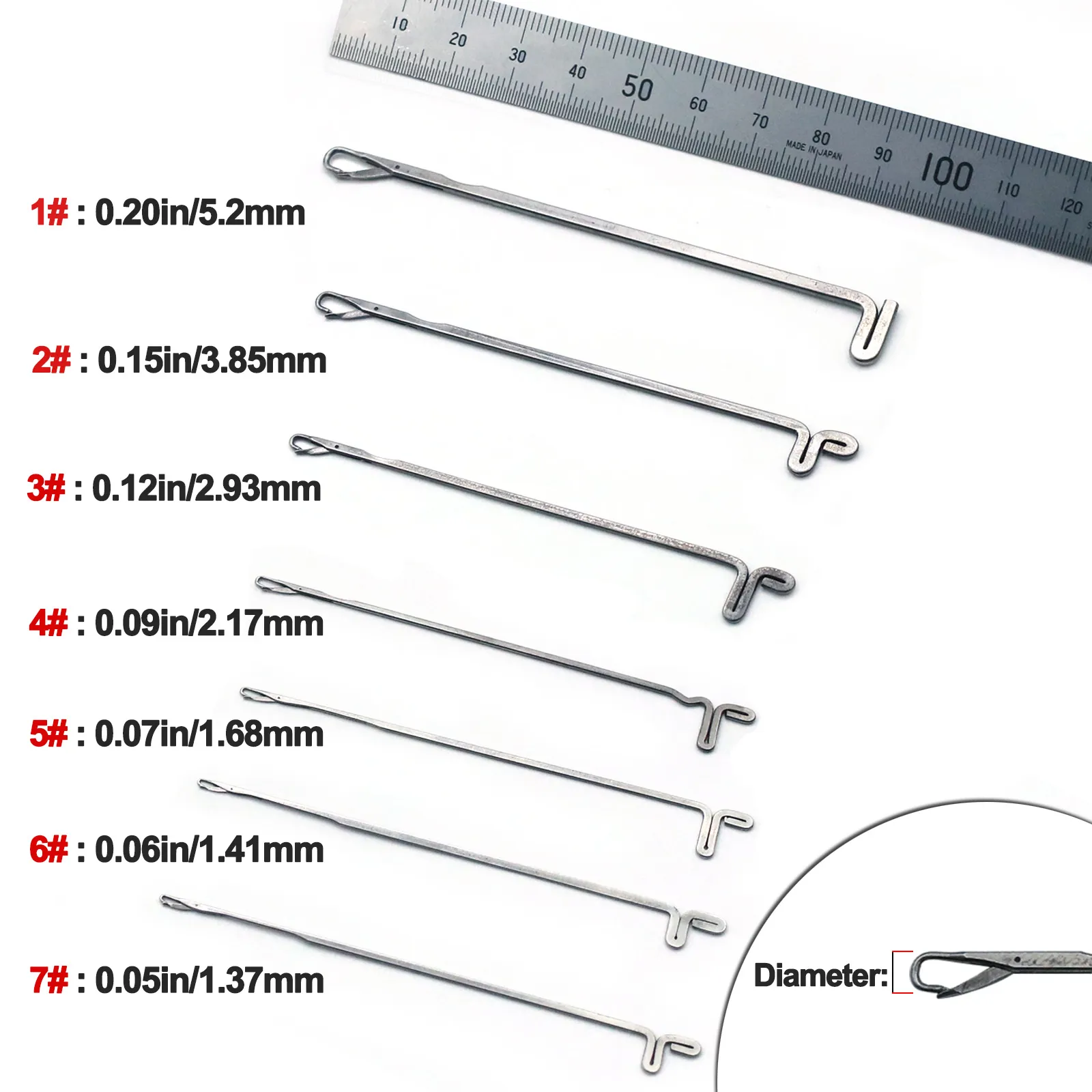 리버스 래치 바늘 장비 바늘 낚시 보조 코드 링 스플라이싱 트리트먼트 로프 모직 UHMWPE 케블라 라인 액세서리, 7 개