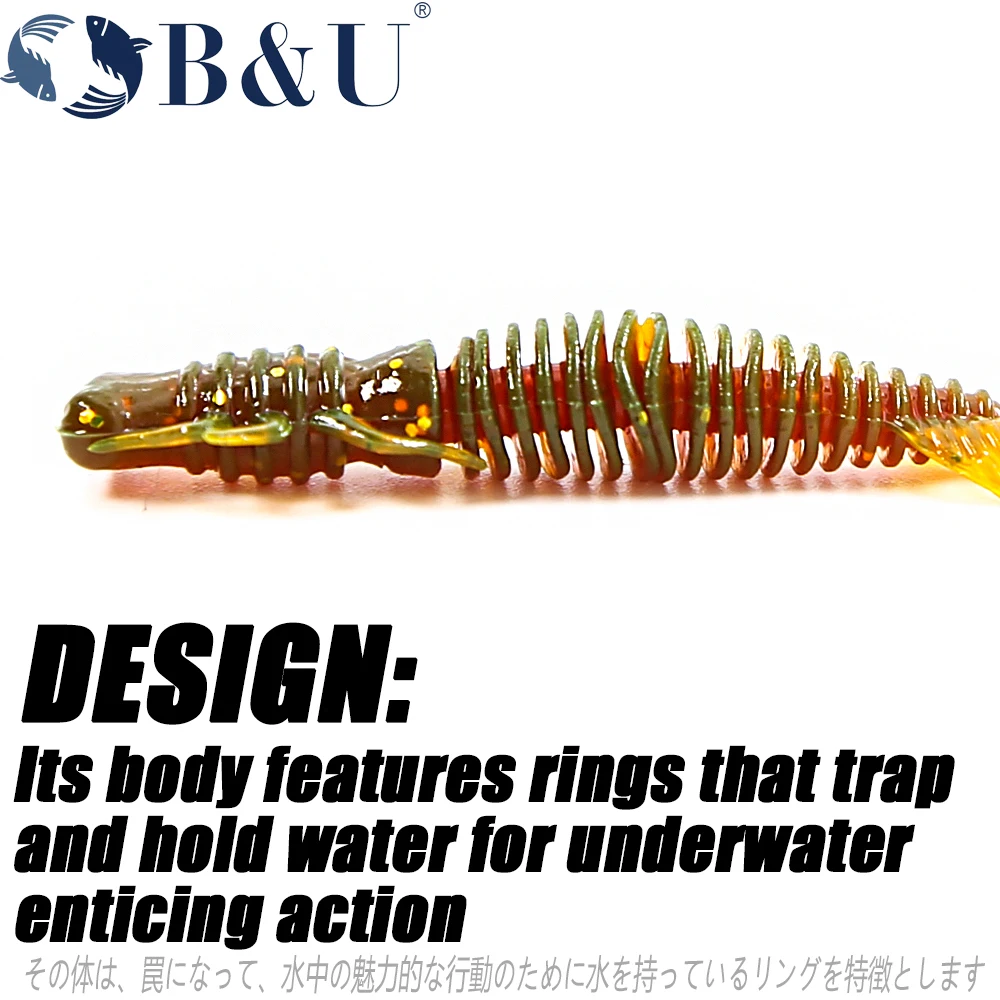 B & U 애벌레 소프트 낚시 미끼 인공 미끼 실리콘 Wobblers For Pike Swimbait Jigging Plastic Baits Worm