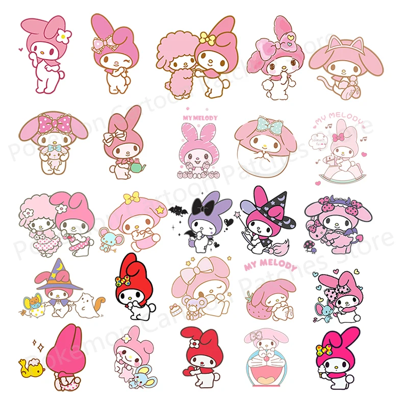 산리오 마이 멜로디 쿠로미 시나모롤 헬로 키티 애니메이션 다림질 패치, 핫 트랜스퍼 의류 패치, DIY 티셔츠, 어린이 선물