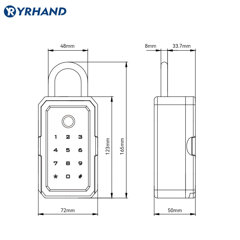 YRHAND TTlock 와이파이 보안 박스, 스마트 지문 디지털 Cerradura, 지능형 투야 전자 휴대용 잠금 박스, 비밀번호