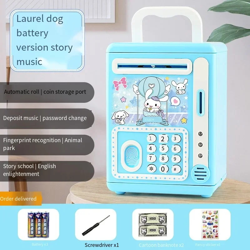 피카츄 산리오 시나모롤 쿠로미 돼지 저금통 어린이 암호 상자, 카와이 창의력 얼굴 잠금 해제, 다기능 어린이 장난감 선물