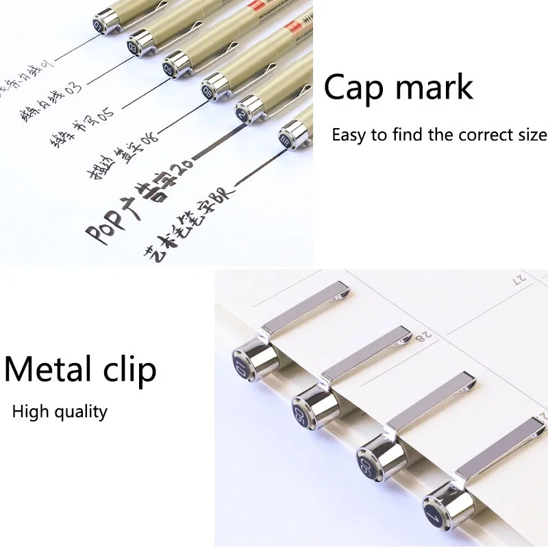 만화 마커 검정 바늘 펜 세트, 미술 용품, 드로잉 브러시 펜, 후크 라인 펜, 파인라이너 스케치 문구, 학교 학생