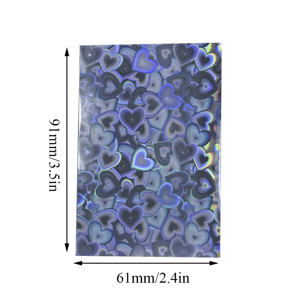 하트 러브 레이저 플래시 카드 슬리브 보호대, 사진 카드 거치대 홀로그램 호일 보호 필름, 61*91mm, 50 개/로트