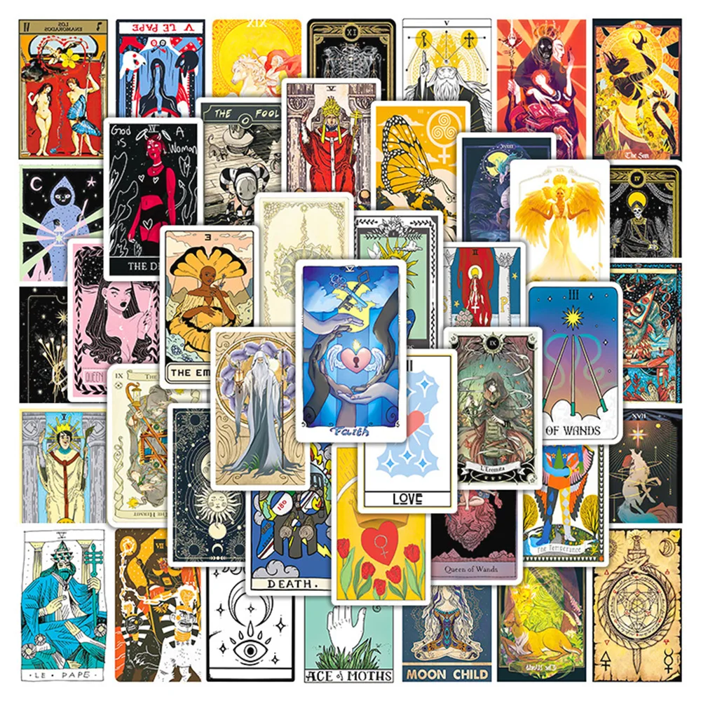 점술 미적 타로 카드 스티커, DIY 휴대폰 노트북 수하물 스케이트보드 그래피티 데칼, 재미있는 어린이 장난감 선물, 10 개, 30 개, 50 개