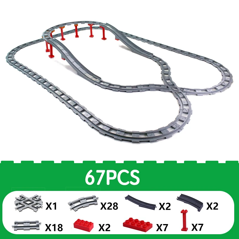 대형 빌딩 블록 기차 트랙 세트, 도시 교통 트랙 액세서리, DuploEGG와 호환 가능, DIY 벽돌 장난감, 어린이 선물