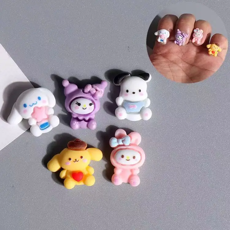 Sanrioed 레진 참, 네일 아트 장식, 카와이 애니메이션 모델, 전화 케이스, 헤어 클립 장식, DIY 액세서리, 50 개, 30 개 도매