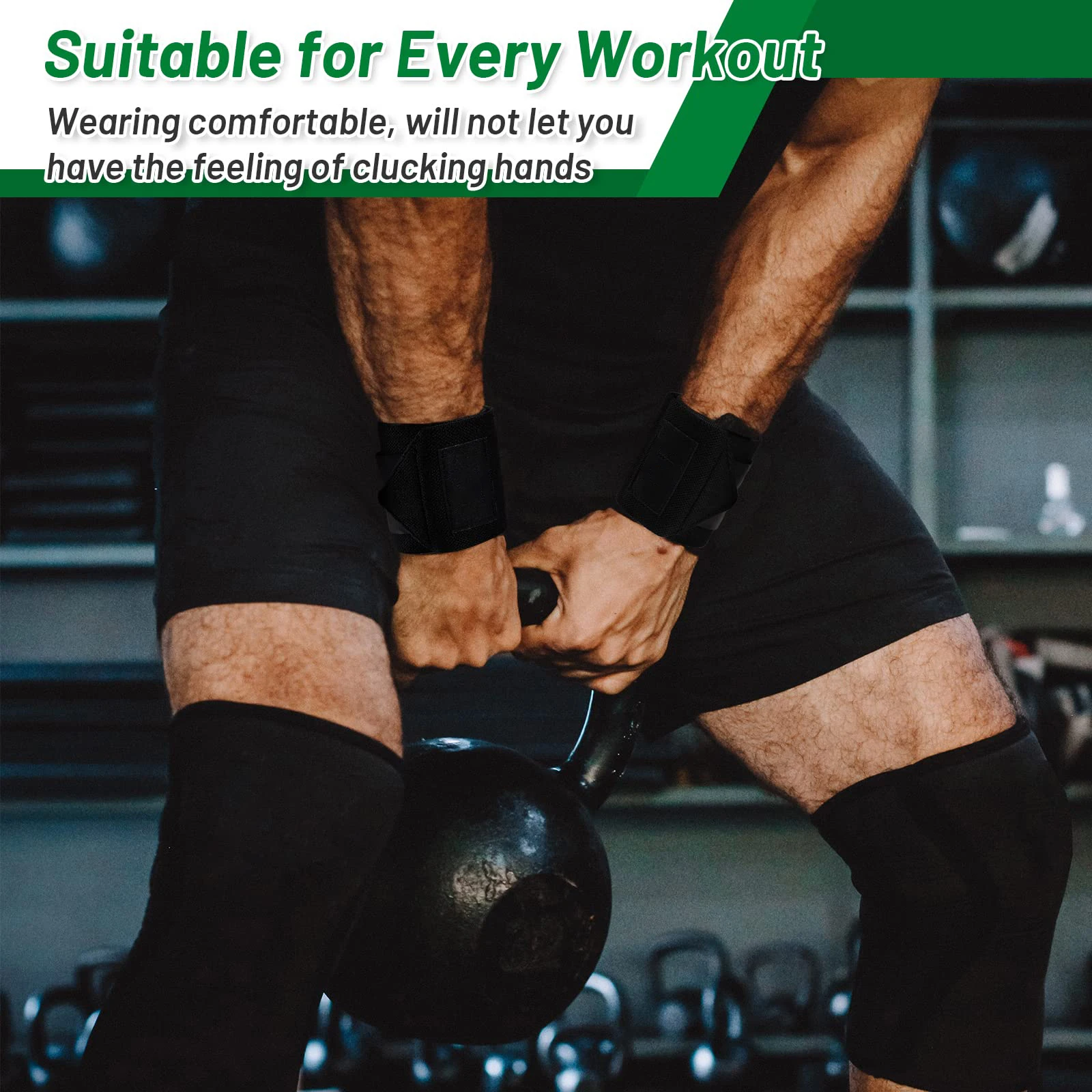 파워 리프팅 체육관 크로스 핏을위한 MKAS 역도 손목 랩은 엄지 루프로 더 무거운 손목 지지대를 밀기 위해 손목을 보호합니다.