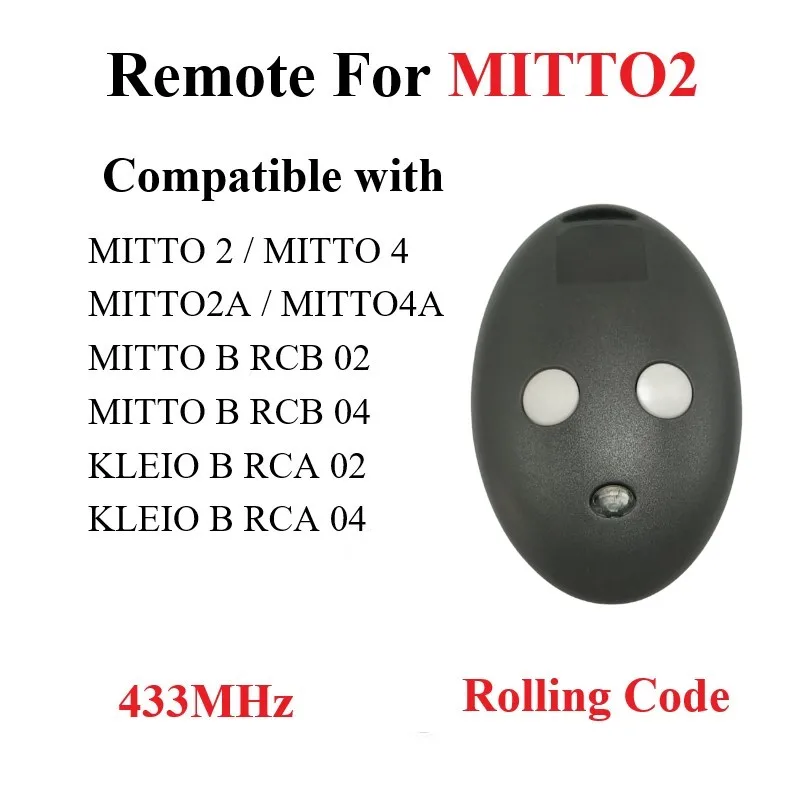 RCB02 RCB04 MITO2 MITTO4 교체 차고 문짝 리모컨, 433mhz Mitto 2 게이트 리모컨 title=RCB02 RCB04 MITO2 MITTO4 교체 차고 문짝 리모컨, 433mhz Mitto 2 게이트 리모컨 