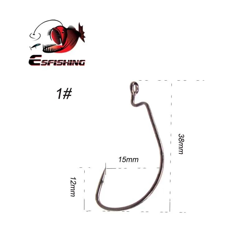 ESFISHING 탄소강 오프셋 후크, 큰 배스 후크, 크랭크 가시 후크, 부드러운 낚시 미끼