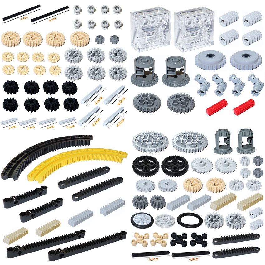 MOC 벽돌 기술 액세서리 대량 여러 크기 기어 크로스 액슬 세트 호환 모든 브랜드 빌딩 블록 교육 완구