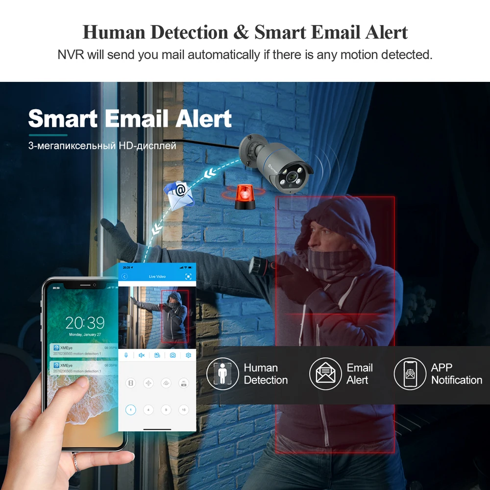 Techage CCTV 보안 시스템 키트, 8CH HD 4MP POE NVR, H.265 얼굴 감지, 야외 양방향 오디오, IP 카메라, P2P 비디오 감시 세트