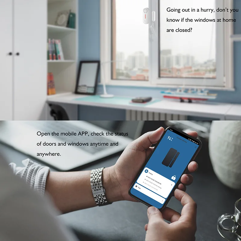 Tuya-스마트 WiFi 도어 센서 열림 닫힘 감지기 알람 Alexa Google Home 호환, 디지털 문 자동 탐지, 구글, 어플, 알렉사, 똑똑한, 지능형