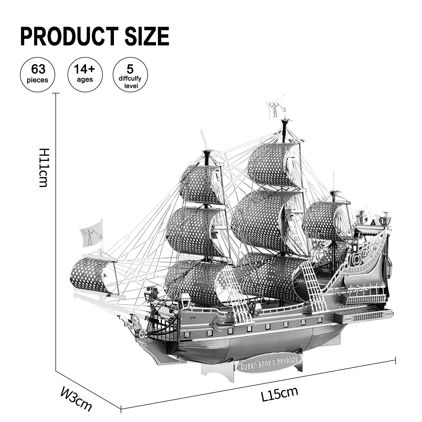 Piecool 모델 빌딩 키트, 앤의 여왕의 복수, 3D 금속 퍼즐, DIY 장난감, 직소 홈 데코, 십대들을 위한 선물